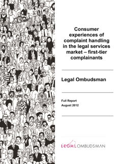 Consumer Experience of Complaint Handling - First