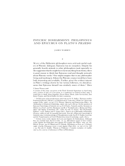 Psychic Disharmony: Philoponus and Epicurus on Plato`s Phaedo