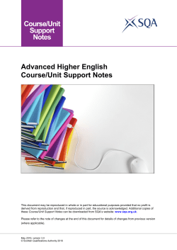 Advanced Higher English Course/Unit Support Notes