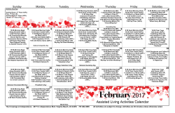 Assisted Living Activities Calendar