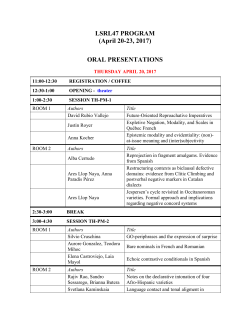 LSRL47 PROGRAM (April 20-23, 2017) ORAL PRESENTATIONS