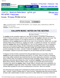 CALLIOPE MUSIC: NOTES ON THE SESTINA