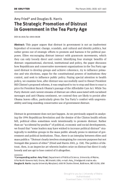 The Strategic Promotion of Distrust in Government in the Tea Party