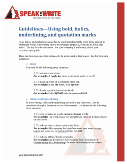 Guidelines-Bold, Italics, Underlining, Quotes