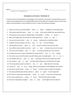 Homophones and Context &ndash; Worksheet 10 Circle
