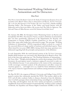 The International Working Definition of Antisemitism and Its Detractors