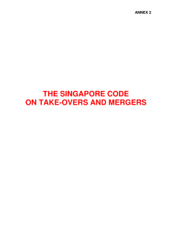 the singapore code on take-overs and mergers