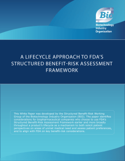Lifecycle Approach to FDA`s Structured Benefit