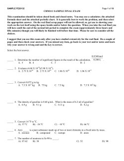 Sample Final Exam - Ivy Tech -