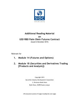 Additional Reading Material on USD RBD Palm Olein Futures