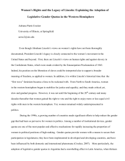 Women`s Rights and the Legacy of Lincoln