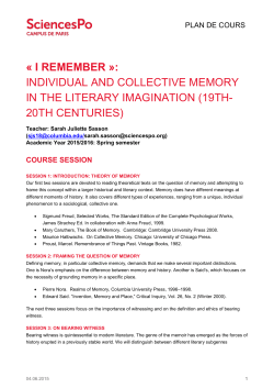 I Remember: Individual and Collective Memory in the Literary