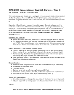 Syllabus for Exploration of Spanish Culture - Year B