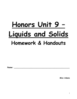 Honors Unit 9 &ndash; Liquids and Solids