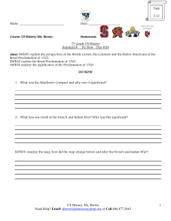 US History, Ms. Brown Need Help? Email: abrown@democracyprep