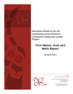 First Nation, Inuit and M&eacute;tis Report