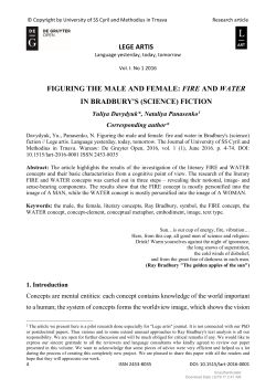 lege artis figuring the male and female: fire and water in bradbury`s
