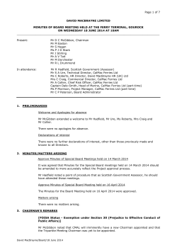 David MacBrayne Ltd Board of Directors Meeting Minutes June 2014