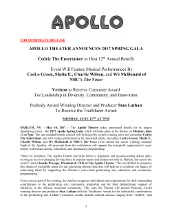 APOLLO THEATER ANNOUNCES 2017 SPRING GALA Cedric The
