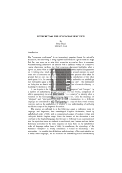 INTERPRETING: THE LEXICOGRAPHERS` VIEW By