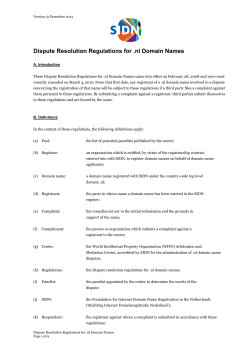 Dispute Resolution Regulations for .nl Domain Names