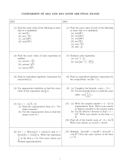 COMPARISON OF 2012 AND 2015 MATH 1060 FINAL