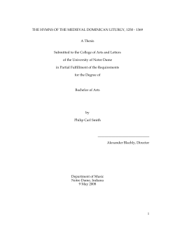 Hymns of the Medieval Dominican Liturgy, 1250-1369