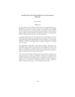 The Procedural Due Process Rights of the Stigmatized Prisoner