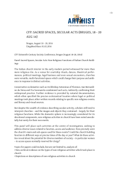 CFP: SACRED SPACES, SECULAR ACTS (BRUGES, 18