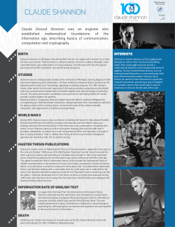 Birth Studies World war II Claude Elwood Shannon was an engineer