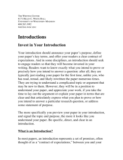 Introductions - UW&ndash;Madison Writing Center