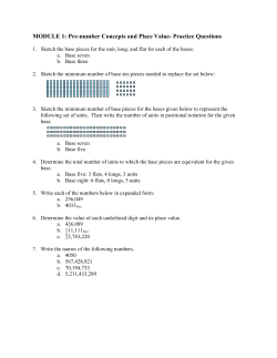 MODULE 1: Pre-number Concepts and Place Value