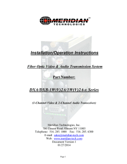 Installation/Operation Instructions DXA/DXB-1W(V)2A/1W(V)2A
