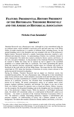 President of the Historians: Theodore Roosevelt and the American