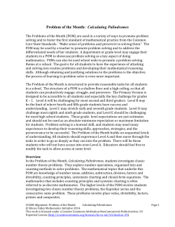 Problem of the Month: Calculating Palindromes