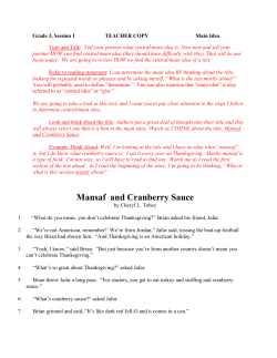 Grade 3 Session 1 Fiction-Main Idea TEACHER COPY