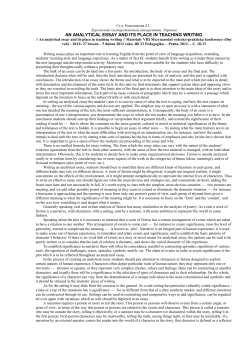 AN ANALYTICAL ESSAY AND ITS PLACE IN TEACHING WRITING