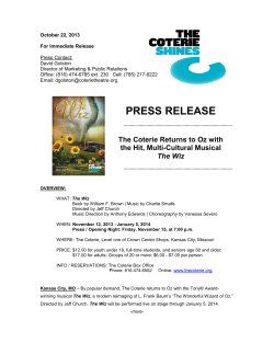 press release - Coterie Theatre