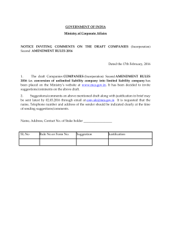 GOVERNMENT OF INDIA Ministry of Corporate Affairs