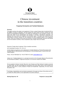 Chinese investment in the transition countries [EBRD