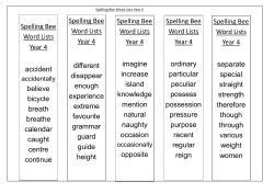 Spelling Bee Word Lists Year 4 accident believe bicycle breath