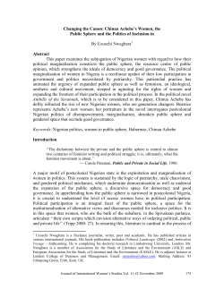 Changing the Canon: Chinua Achebe`s Women, the Public Sphere