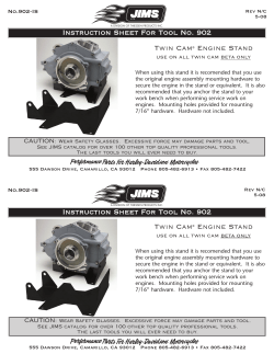 Instruction Sheet For Tool No. 902 Twin Cam&reg; Engine