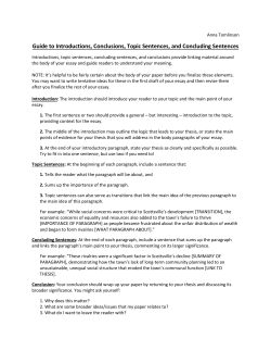 Guide to Introductions, Conclusions, Topic Sentences, and