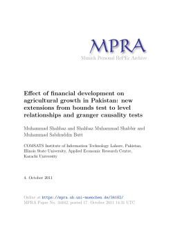 Effect of financial development on agricultural growth in Pakistan