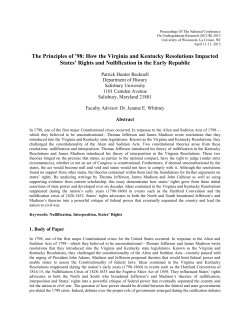 The Principles of `98: How the Virginia and Kentucky Resolutions