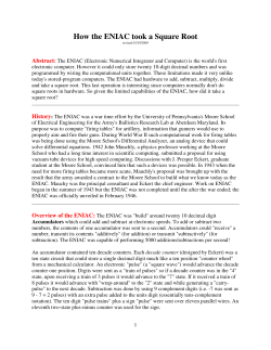 How the ENIAC took a Square Root