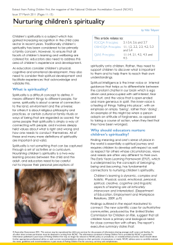 Nurturing children`s spirituality