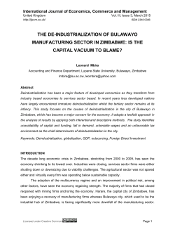 the de-industrialization of bulawayo manufacturing sector in zimbabwe