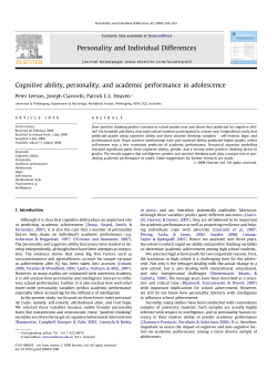 (2008). Cognitive ability, personality, and academic performance in